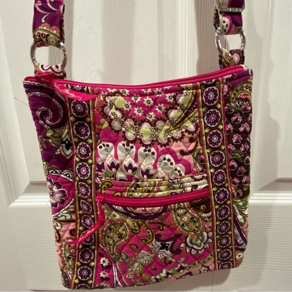 VERA BRADLEY Hipster Crossbody Satchel Bag Pink Very Berry Paisley Pattern - Picture 3 of 12